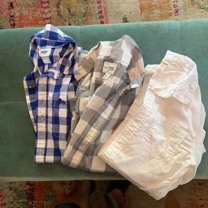 3 long sleeve boys button up shirts